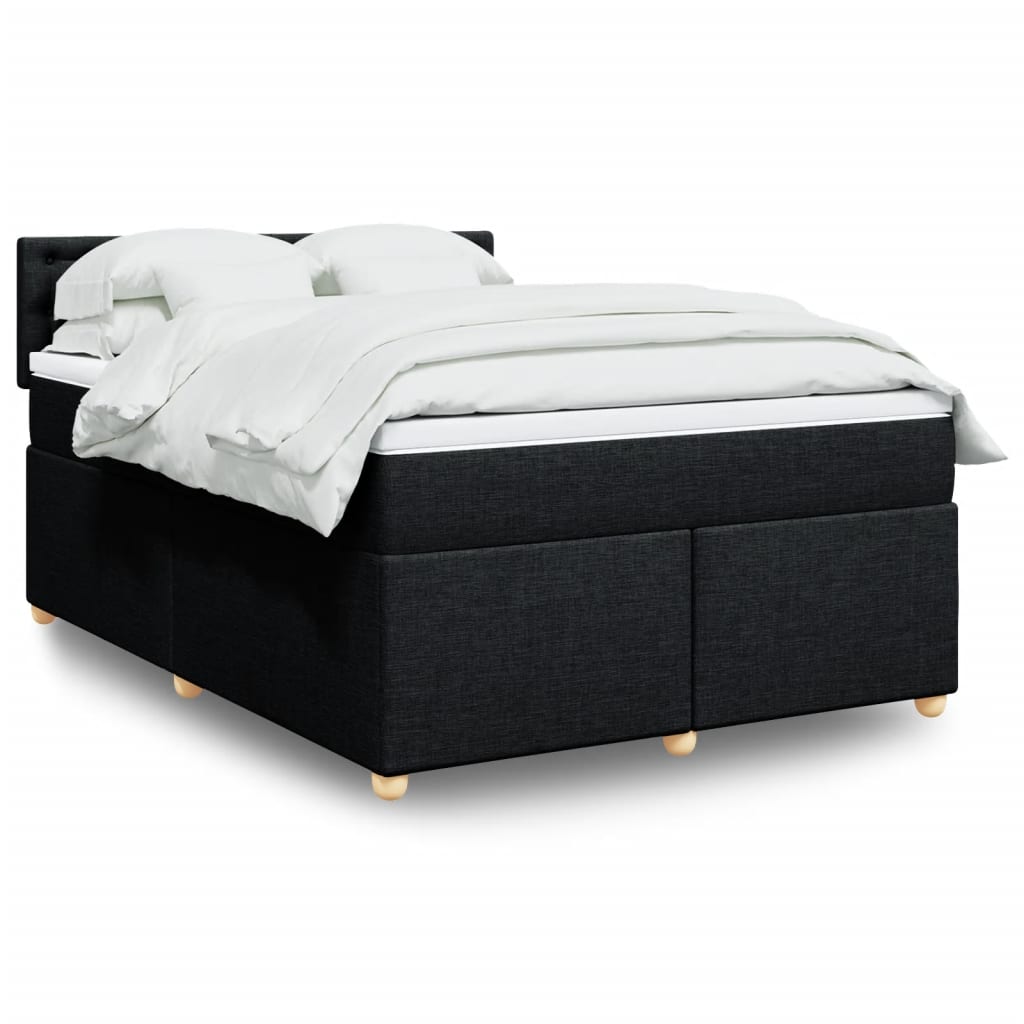 Cama com molas/colchão 140x190 cm tecido preto