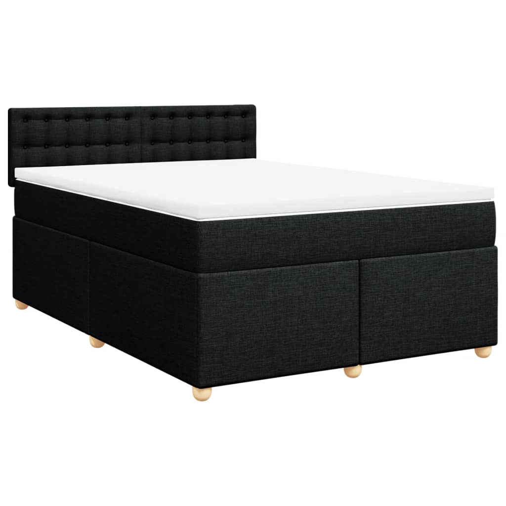 Cama com molas/colchão 140x190 cm tecido preto