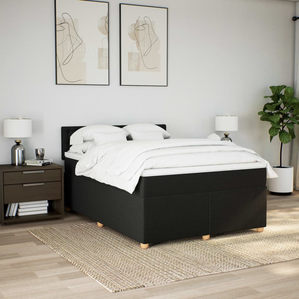 Cama com molas/colchão 140x190 cm tecido preto