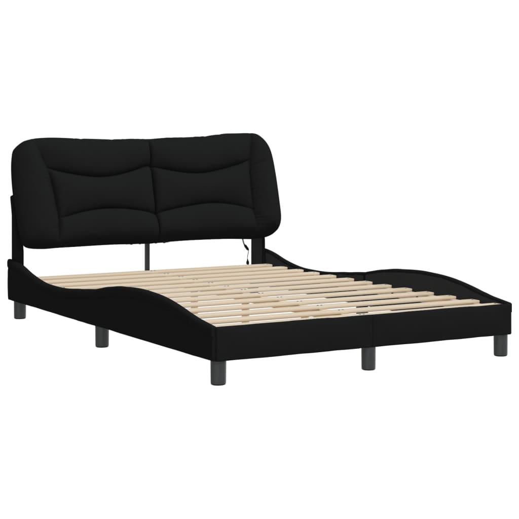 Estrutura de cama com LED sem colchão hvar 140x190 cm tecido preto