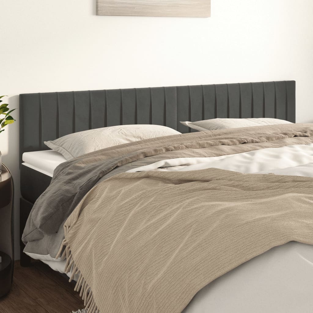 Cabeceiras cinzento-escuro 160x5x78/88 cm veludo