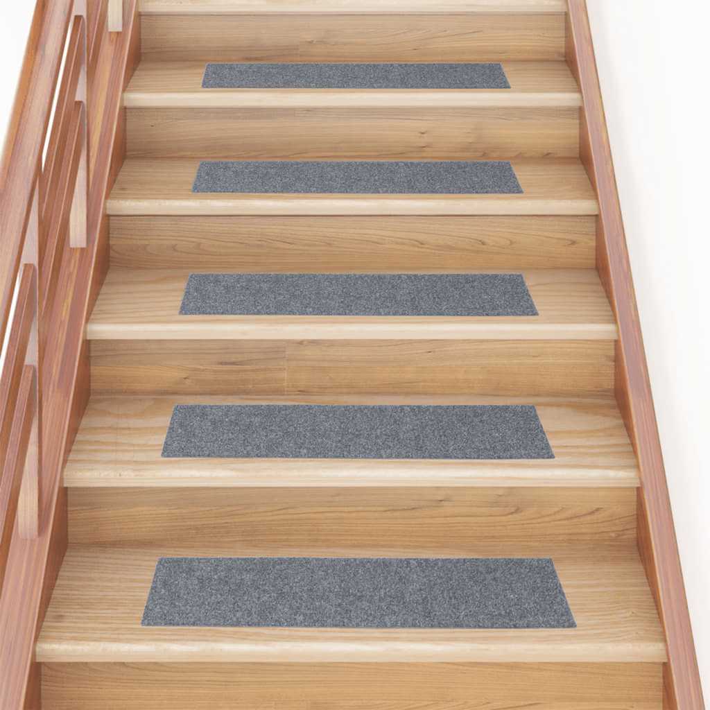Tapetes de escada autoadesivos 15 peças 76x20 cm cinza claro retangulares