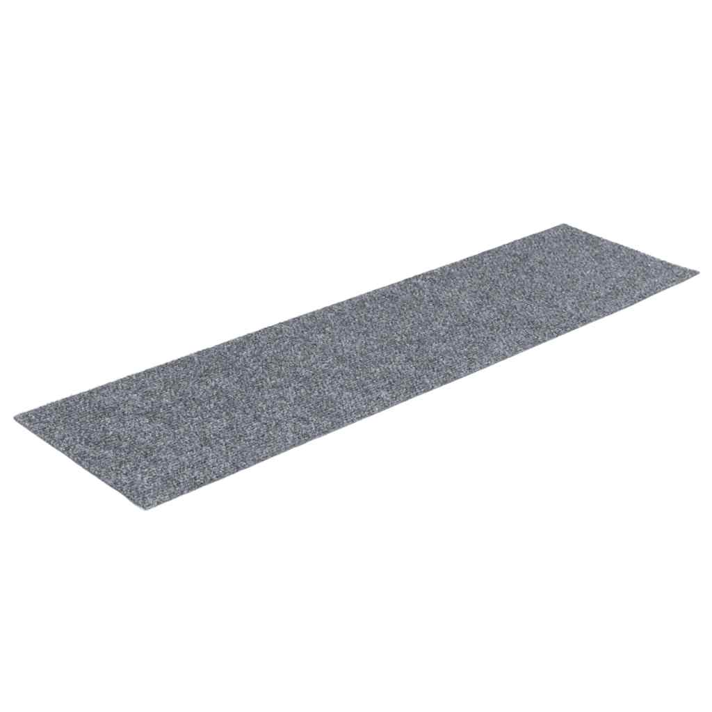 Tapetes de escada autoadesivos 15 peças 76x20 cm cinza claro retangulares