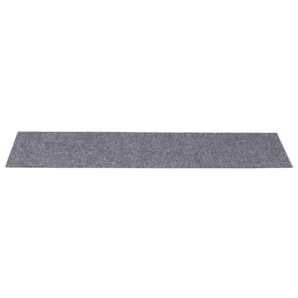 Tapetes de escada autoadesivos 15 peças 76x20 cm cinza claro retangulares