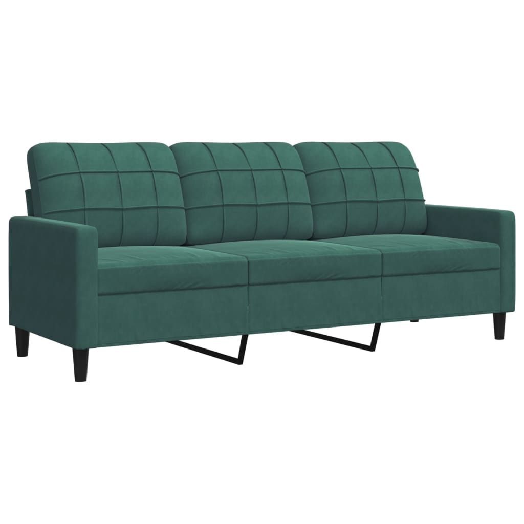 4 Pcs conjunto de sofás com almofadões veludo verde-escuro