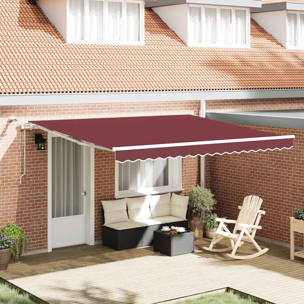 Toldo retrátil automático com luz LED 400x300 cm bordô