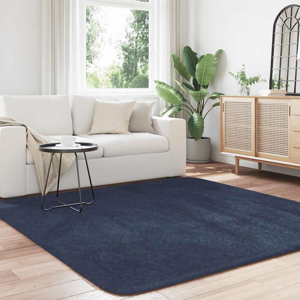 Tapete shaggy de pelo alto navarra 200x200 cm azul-marinho