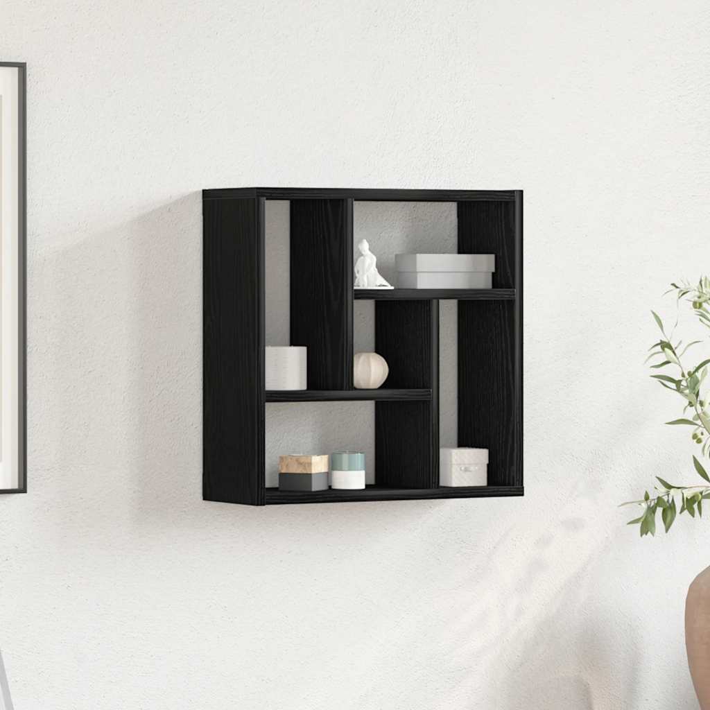 Prateleira de parede em carvalho preto, 45x16x45 cm, madeira engenheirada
