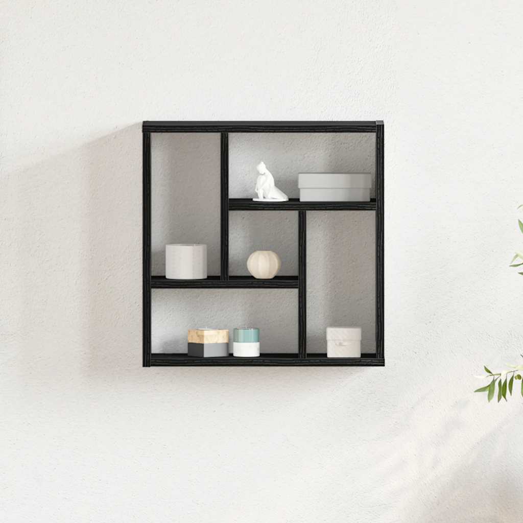 Prateleira de parede em carvalho preto, 45x16x45 cm, madeira engenheirada