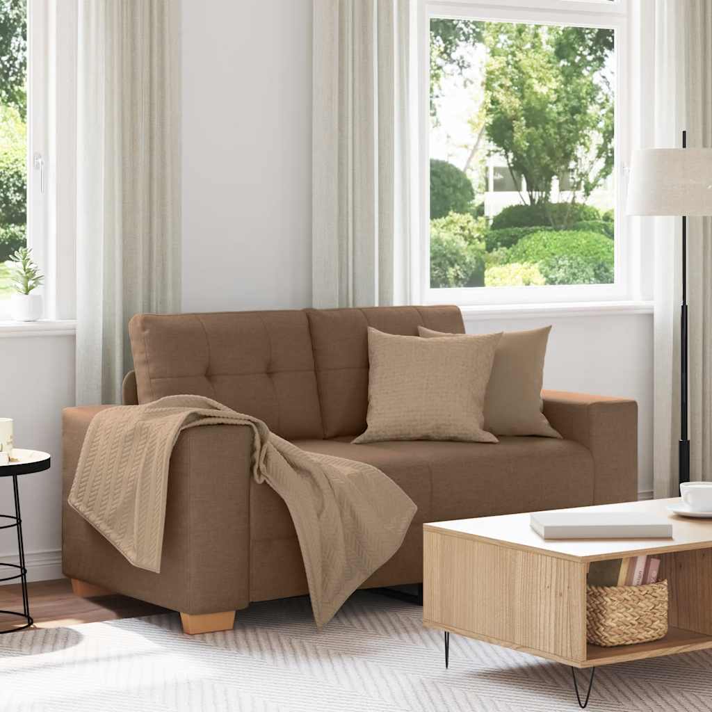 Sofá de dois lugares marrom, 160x77x82 cm, tecido