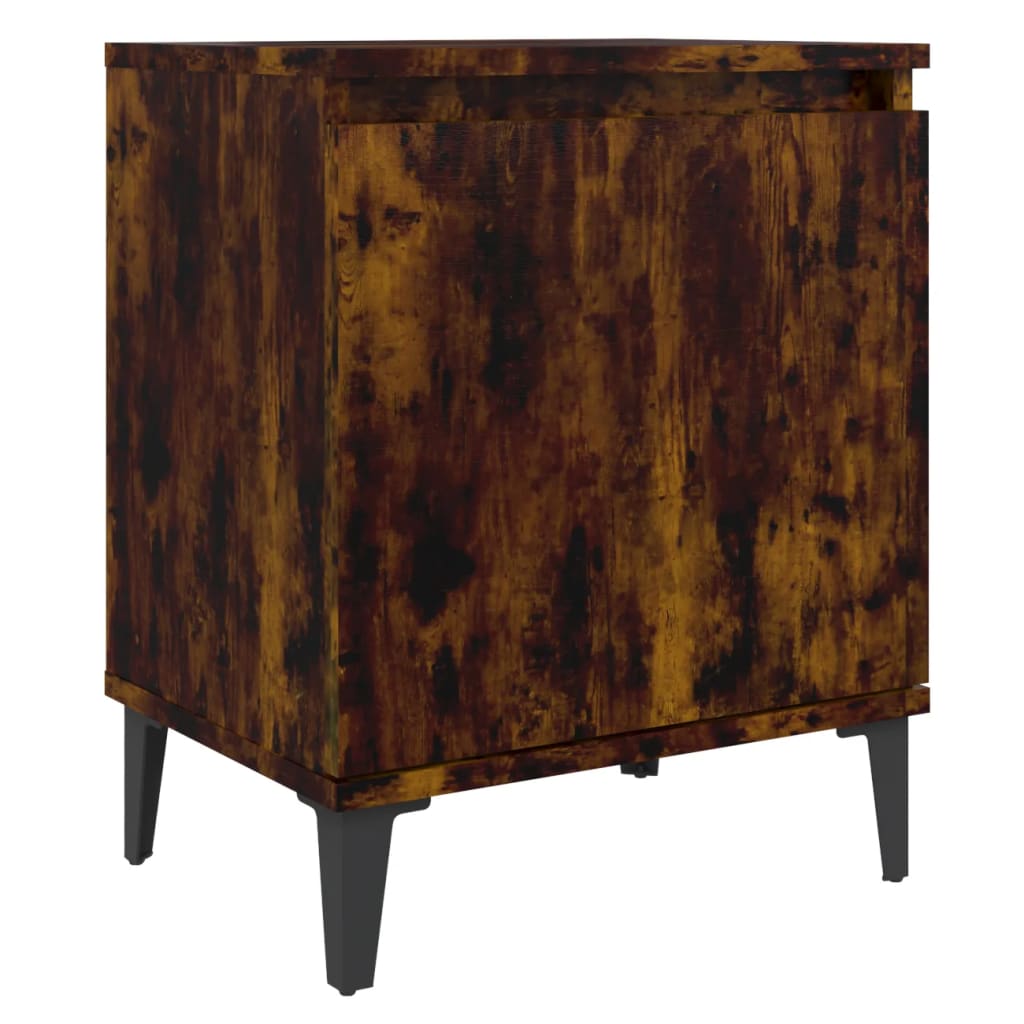 Mesa cabeceira pernas de metal 40x30x50 cm cor carvalho fumado