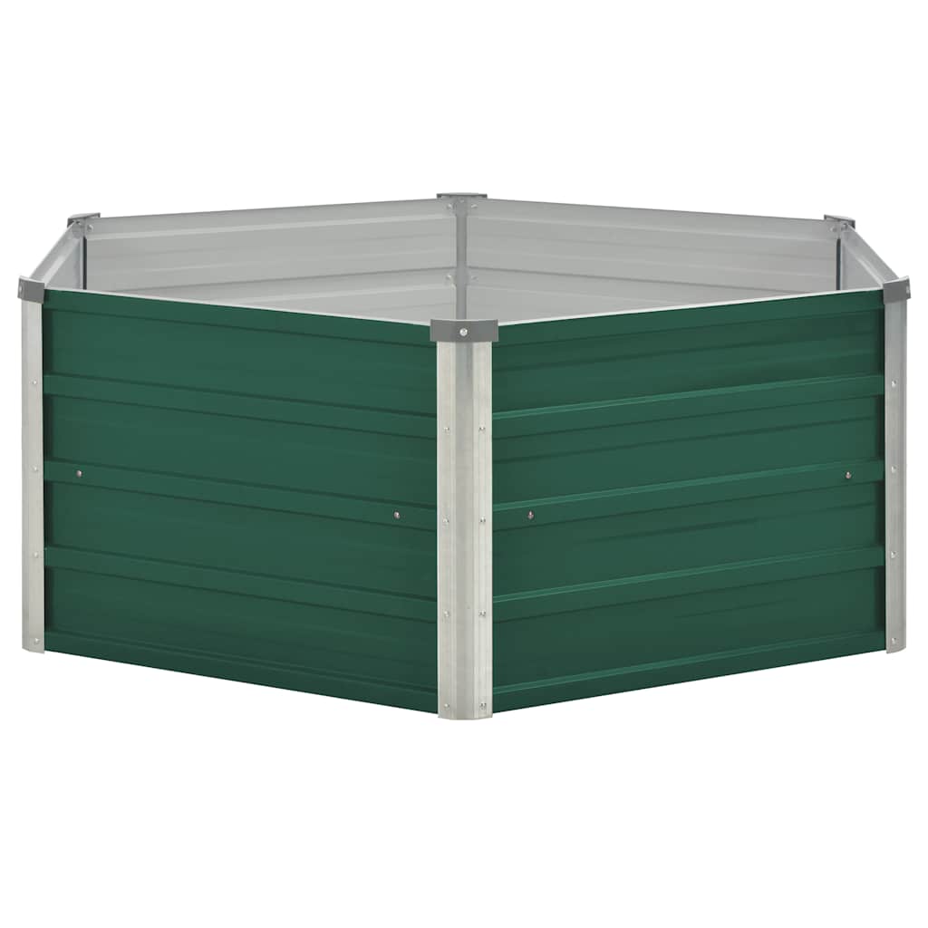 Canteiro de jardim elevado 129x129x45 cm aço galvanizado verde