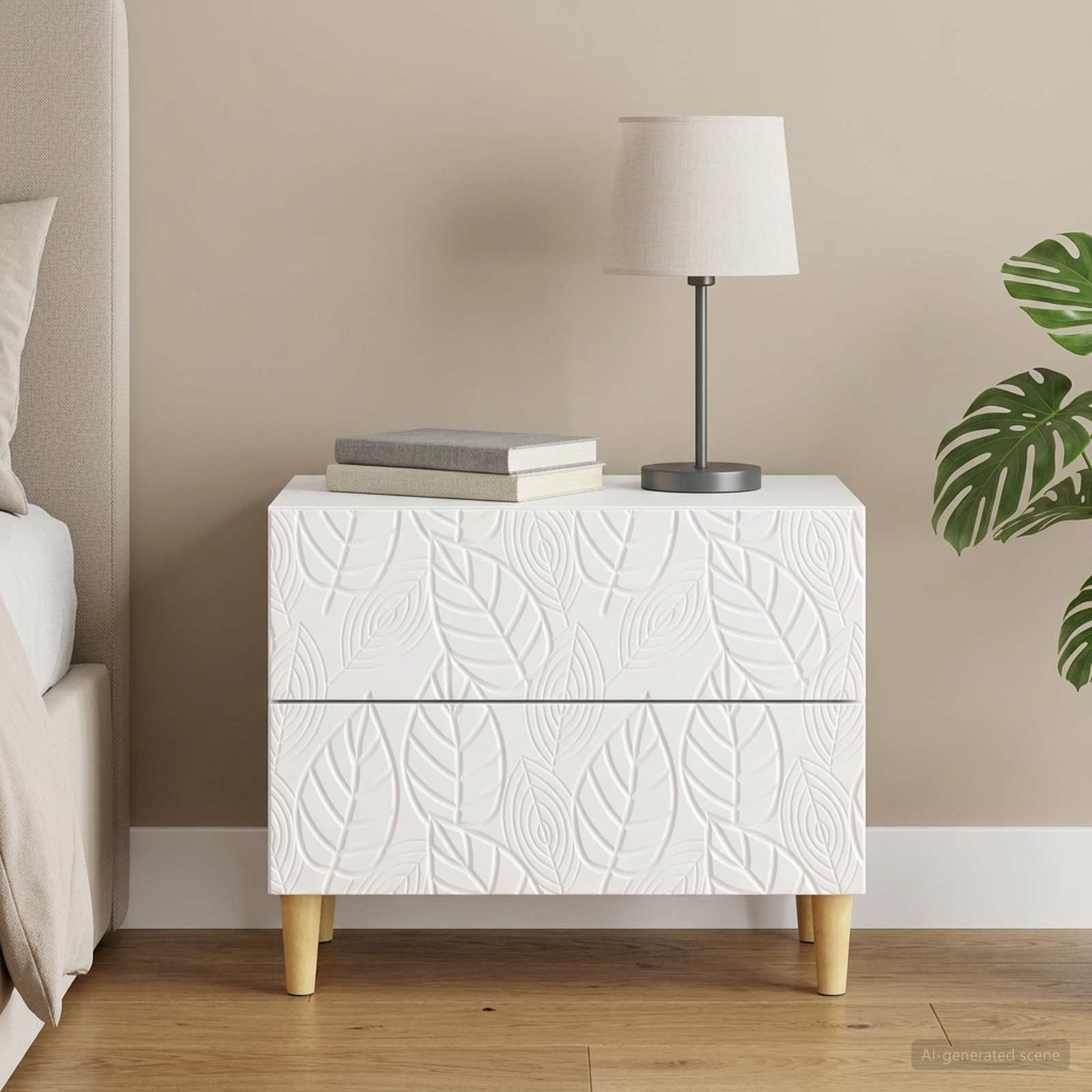 Mesa-de-cabeceira branco brilhante 62 x 34,5 x 48 cm