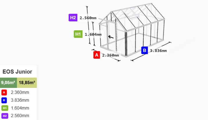 Estufa de Vidro Kepler – 7,3 a 10,8 m²