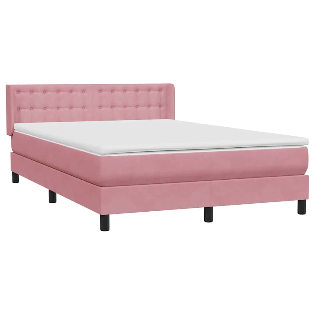 Cama com molas/colchão 140x210 cm veludo rosa