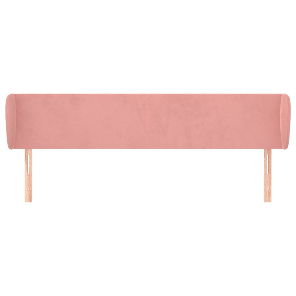 Cabeceira de cama c/ abas veludo 183x23x78/88 cm rosa