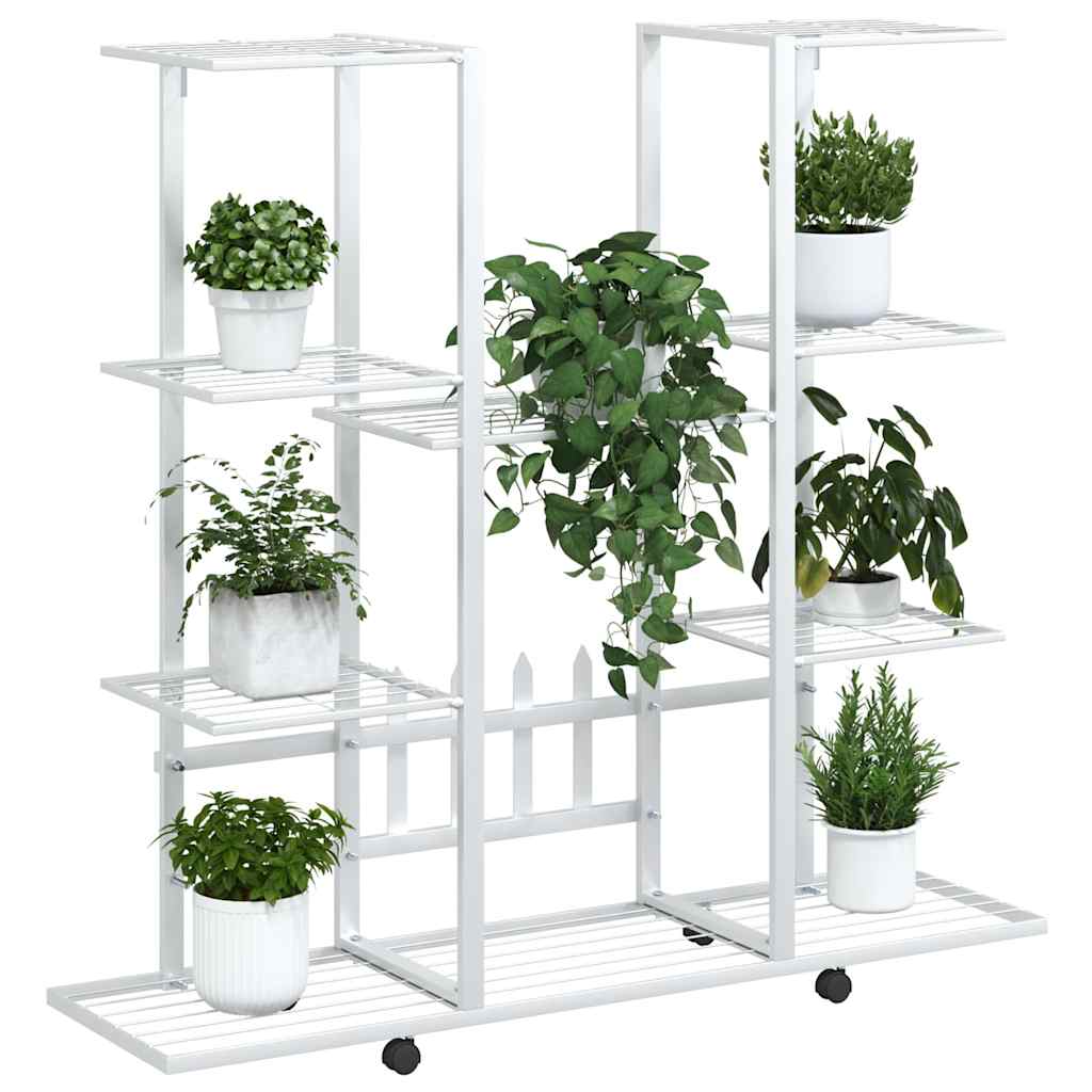 Suporte de vasos c/ rodas 94,5x24,5x91,5 cm ferro branco