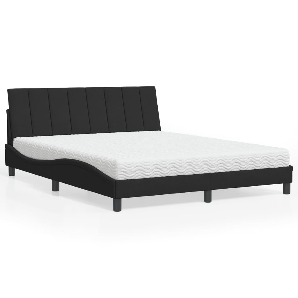 Cama com colchão hanko 160x200 cm veludo preto