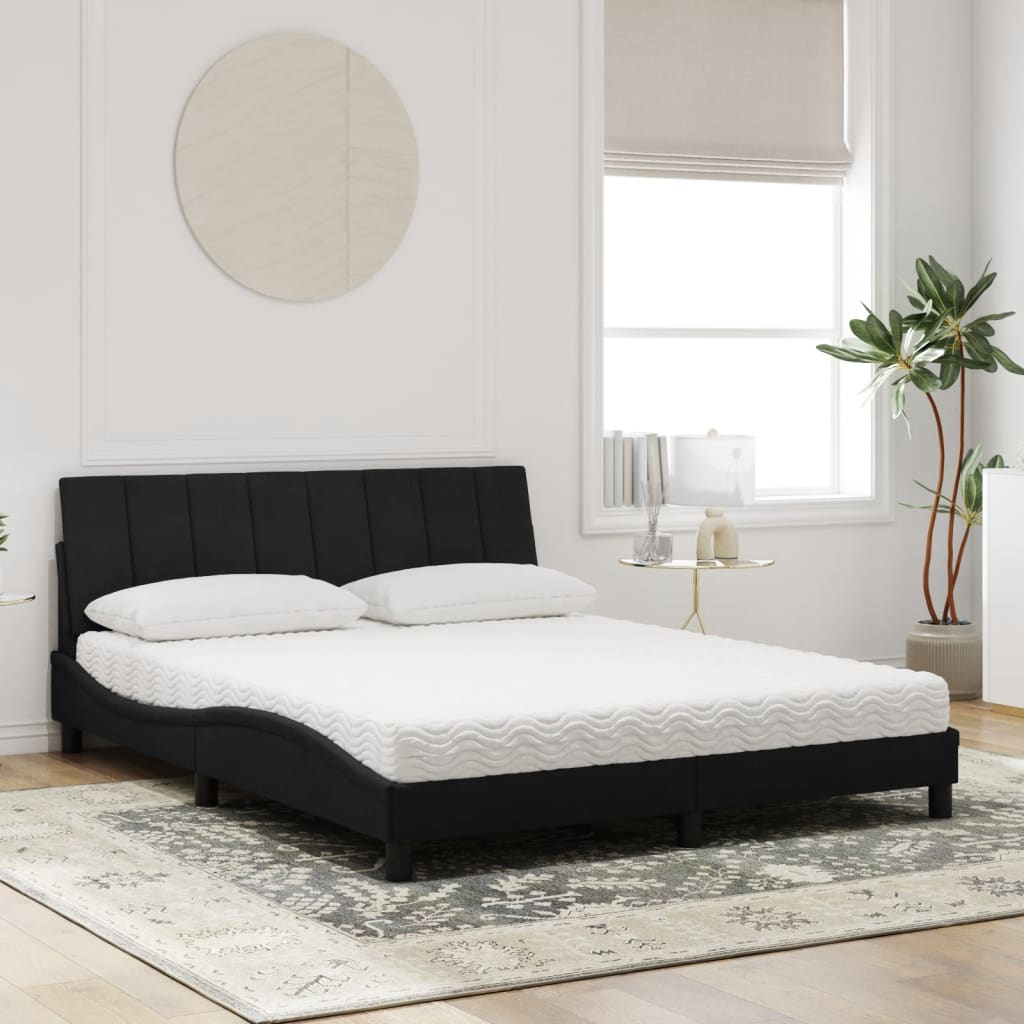 Cama com colchão hanko 160x200 cm veludo preto