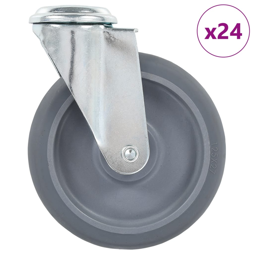 24 Pcs rodas giratórias com orifício para parafuso 125 mm