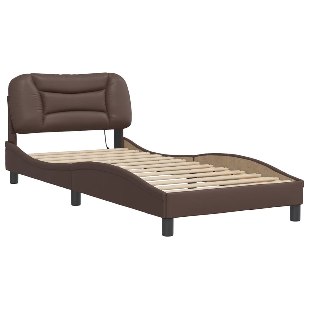 Estrutura de cama com LED sem colchão hvar 90x200 cm castanho
