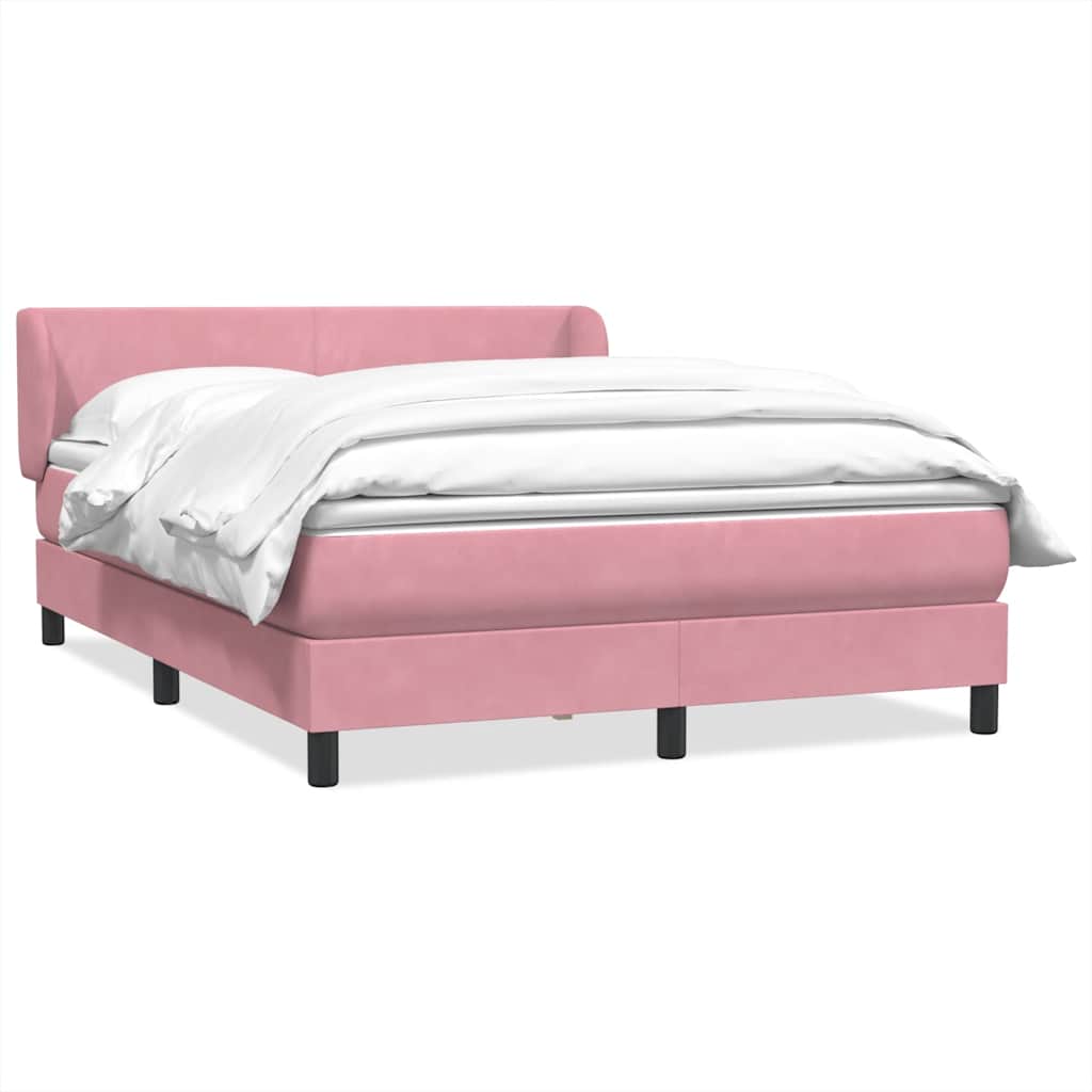 Cama box spring com colchão 160x210 cm veludo rosa