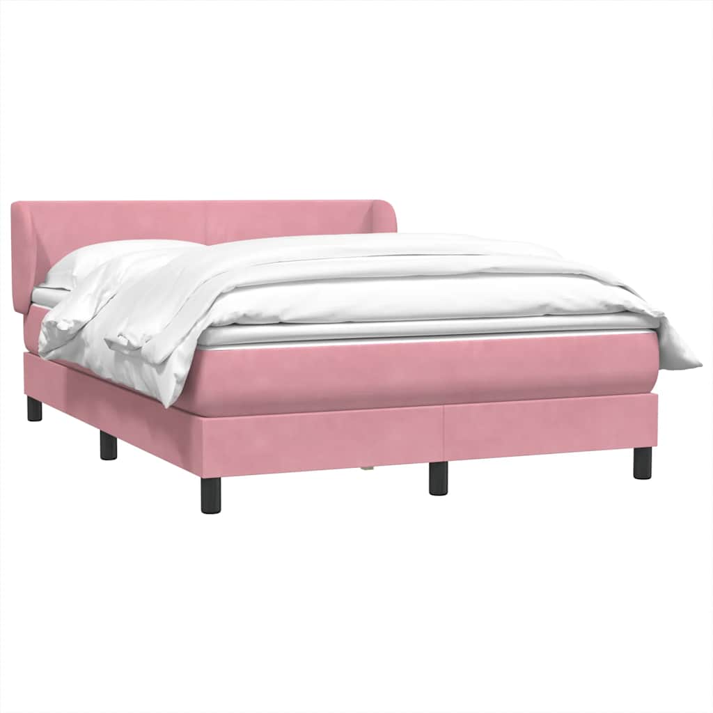 Cama box spring com colchão 160x210 cm veludo rosa