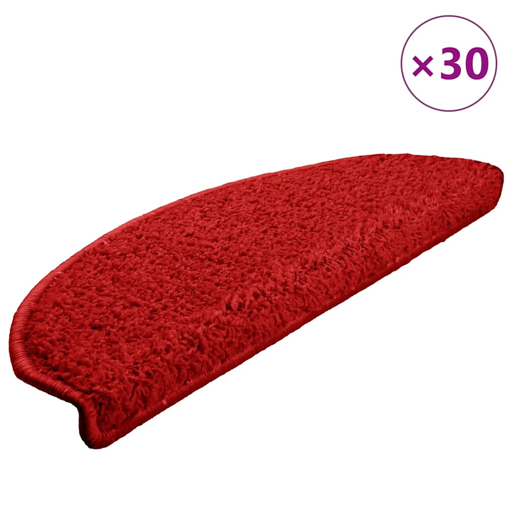 Tapetes de escada 30 peças 65x21x4 cm vermelho semicircular grande