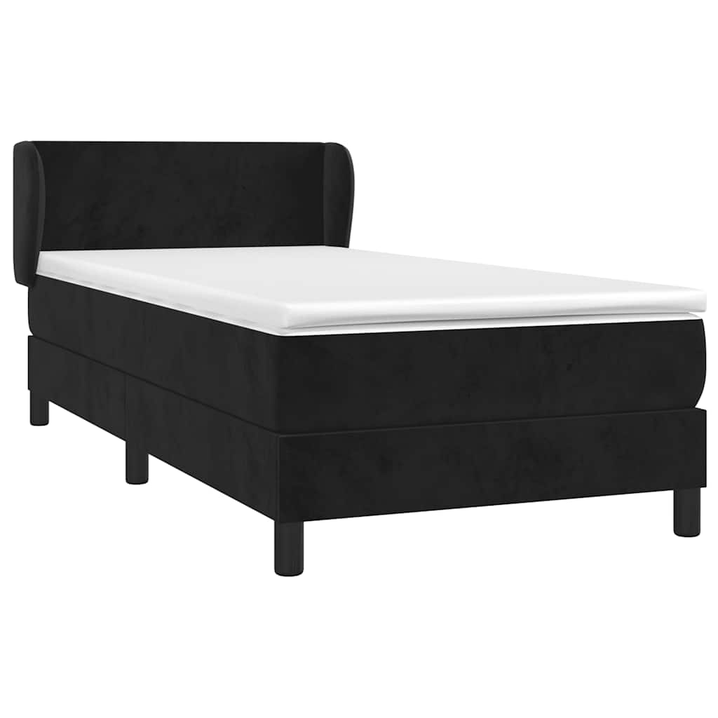 Cama com molas/colchão 90x200 cm veludo preto