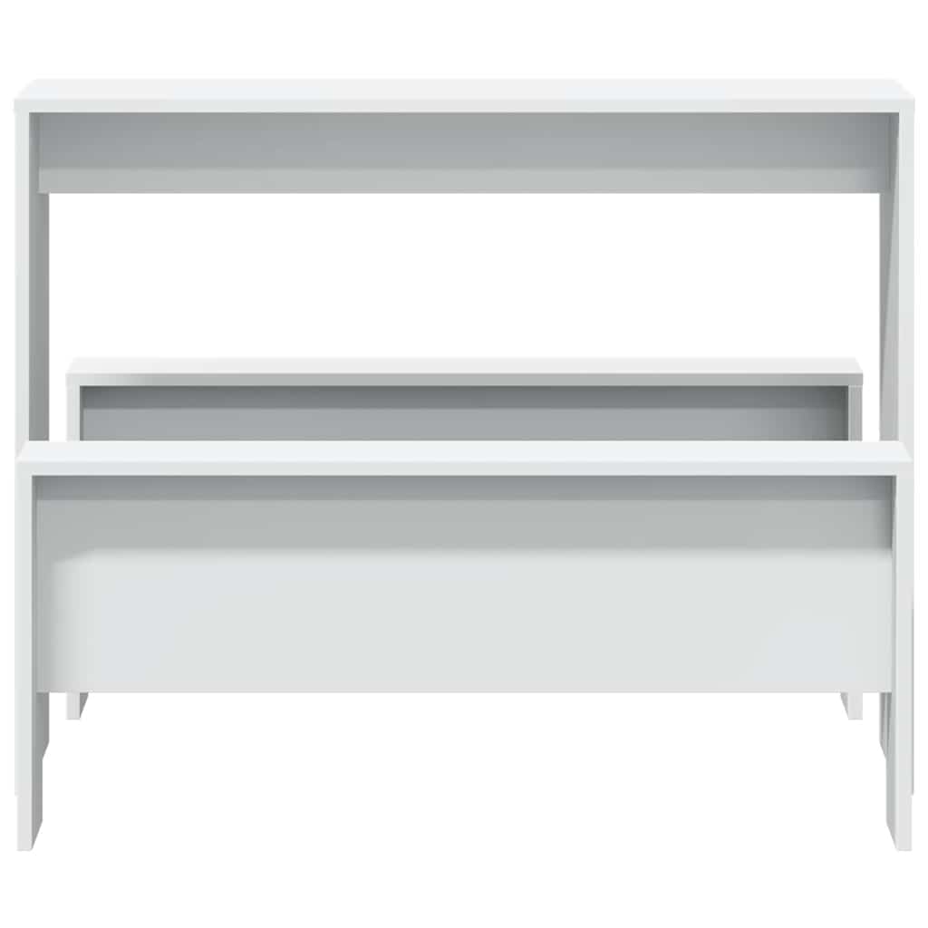 3 Pcs conj. mesa de jantar e banco derivados de madeira branco