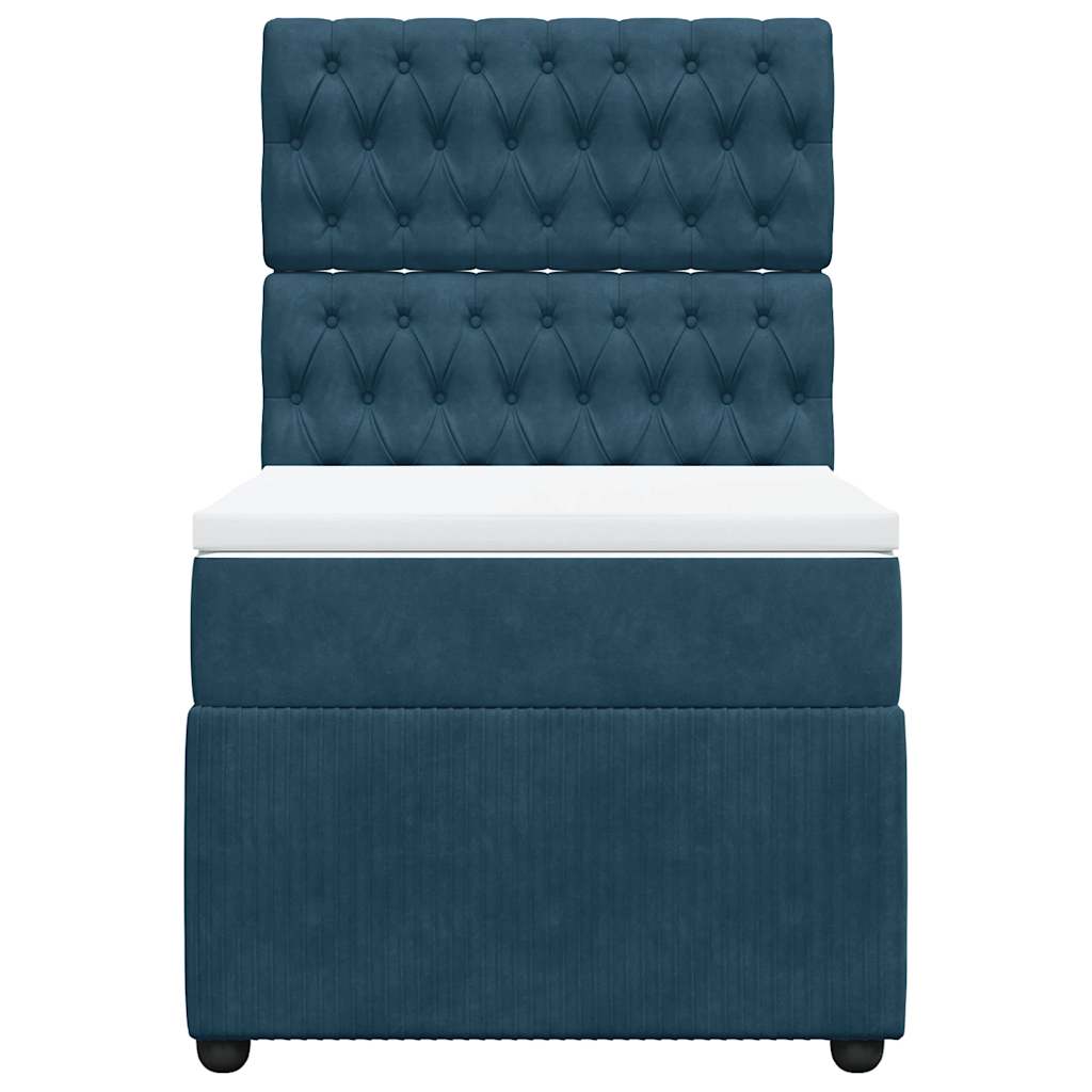 Cama com molas/colchão 80x200 cm veludo azul-escuro