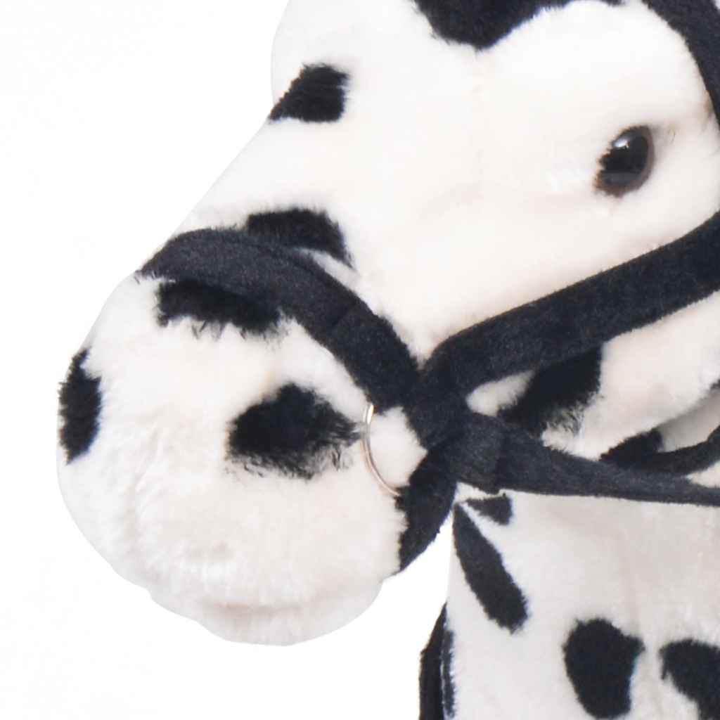 Brinquedo de montar cavalo peluche preto e branco xxl