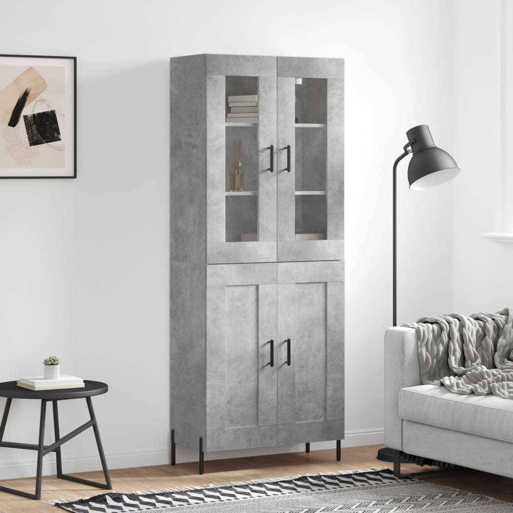 Armário alto 69,5x34x180 cm derivados de madeira cinza cimento