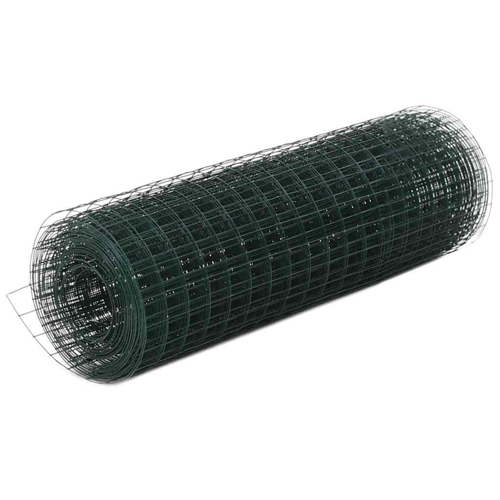 Cerca arame galinheiro 10x0,5 m aço c/ revestimento PVC verde