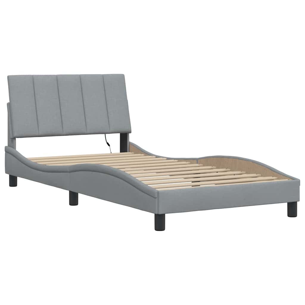Estrutura de cama sem colchão hanko 100x200 cm tecido cinzento-claro