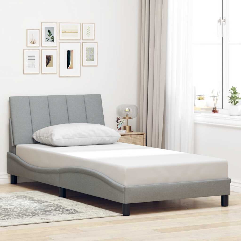 Estrutura de cama sem colchão hanko 100x200 cm tecido cinzento-claro