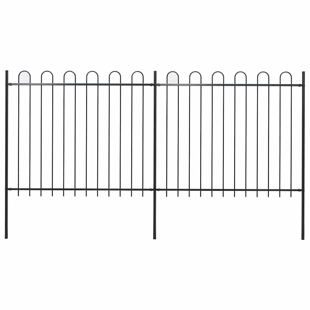 Cerca de jardim com arco superior em aço 337x150 cm preta