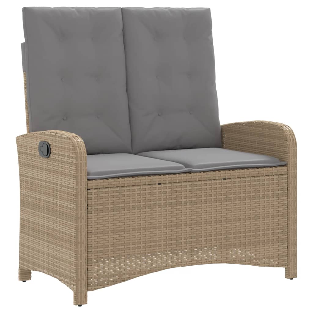 2 Pcs conjunto de jantar p/ jardim com almofadões vime PE bege