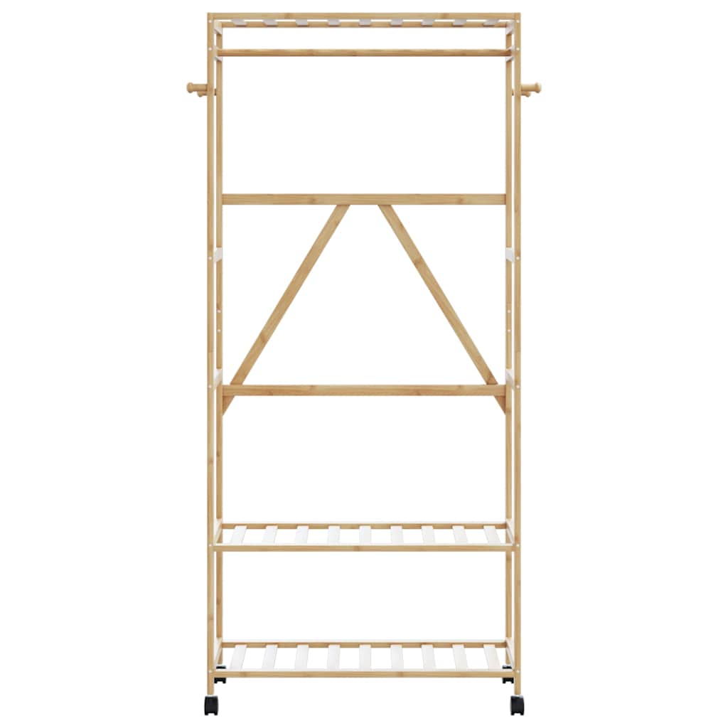 Cabide com prateleiras e rodas 90x40x179,5 cm bambu
