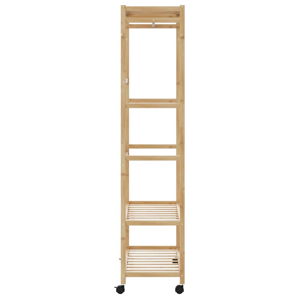 Cabide com prateleiras e rodas 90x40x179,5 cm bambu