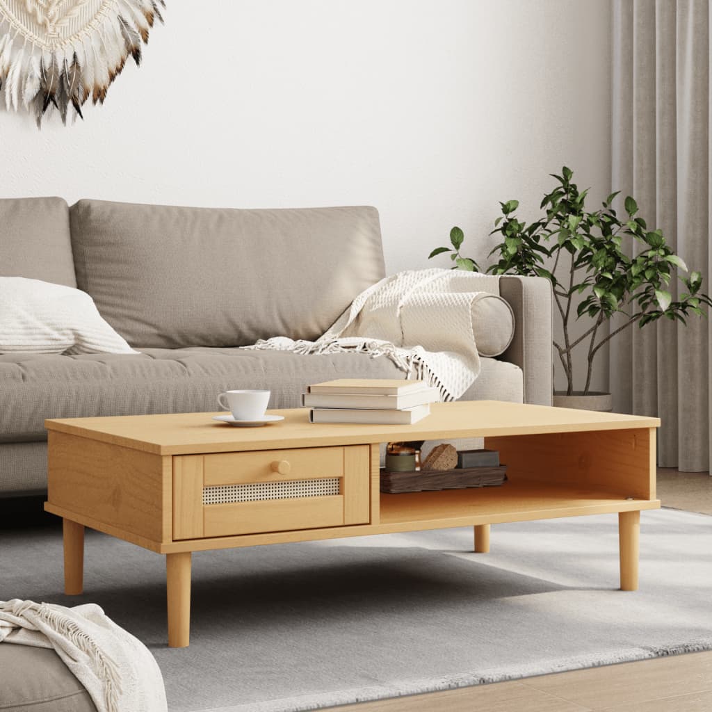Mesa de centro senja 100x55x33 cm pinho maciço castanho
