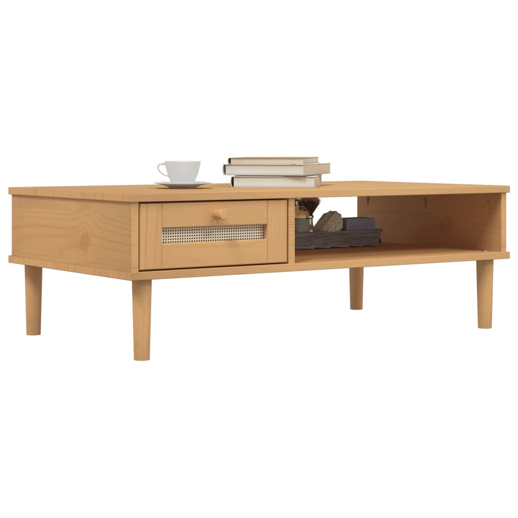 Mesa de centro senja 100x55x33 cm pinho maciço castanho