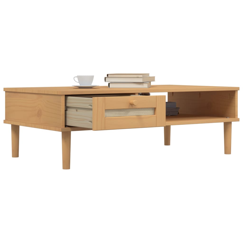 Mesa de centro senja 100x55x33 cm pinho maciço castanho