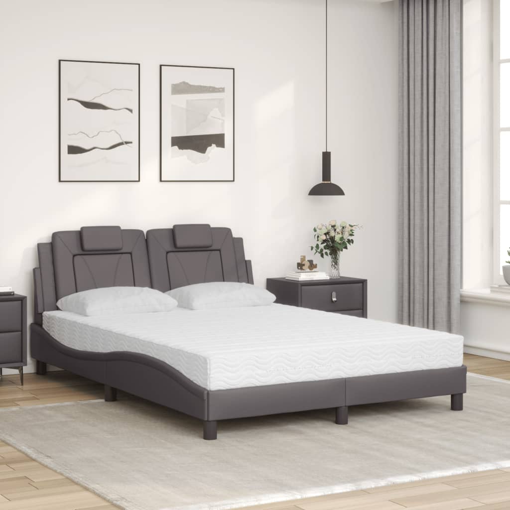 Cama viana com colchão 120x200 cm couro artificial cinzento