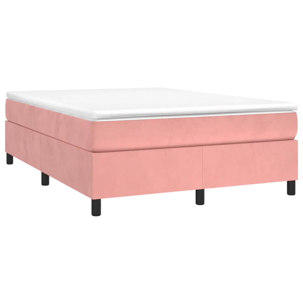 Estrutura de cama com molas 140x190 cm veludo rosa