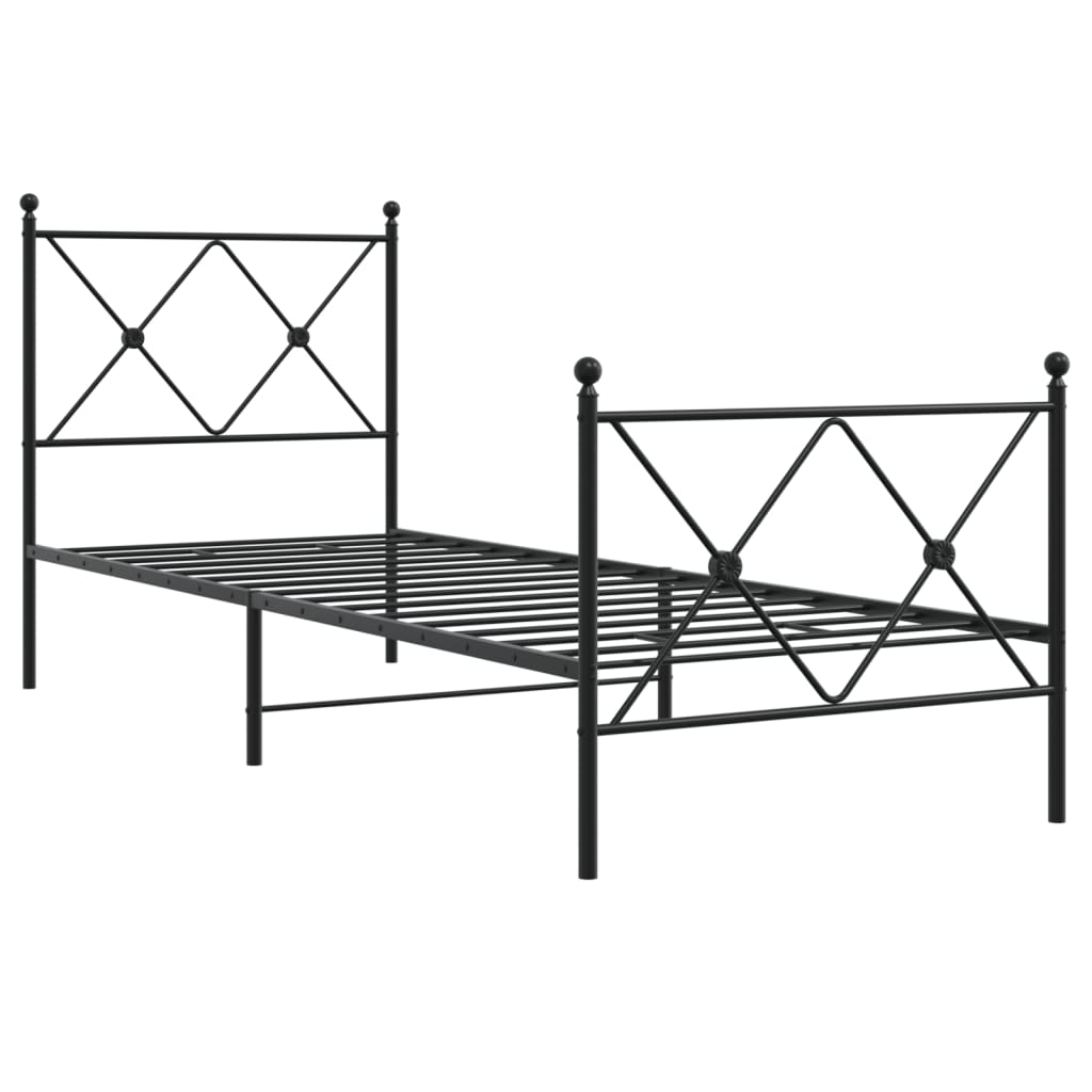 Estrutura de cama com cabeceira e pés 80x200 cm metal preto