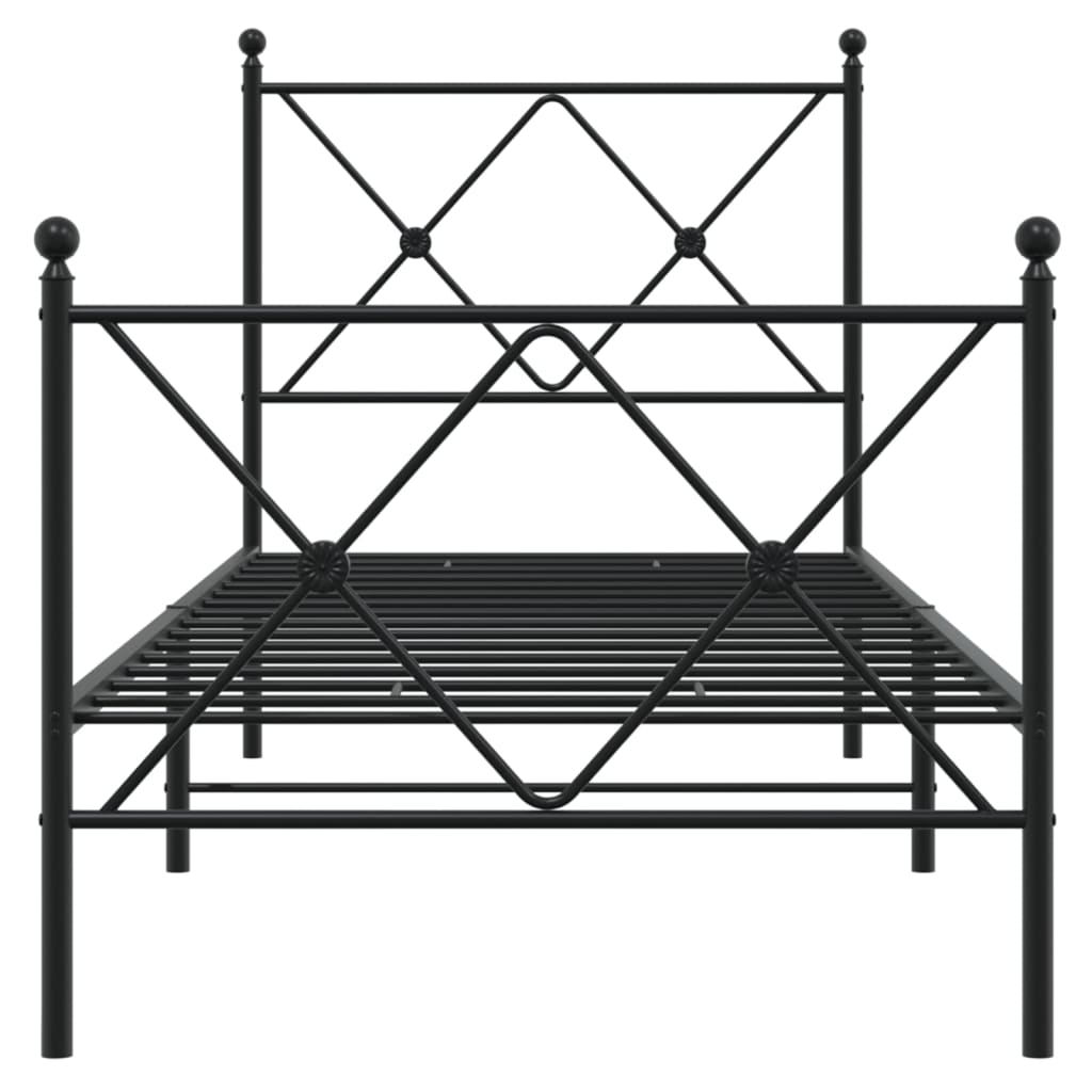 Estrutura de cama com cabeceira e pés 80x200 cm metal preto