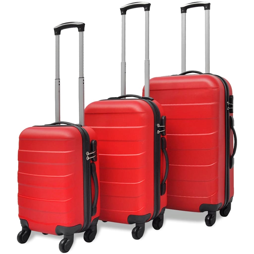 Conjunto de tróleis estojo rígido 3 pcs 45,5/55/66 cm vermelho