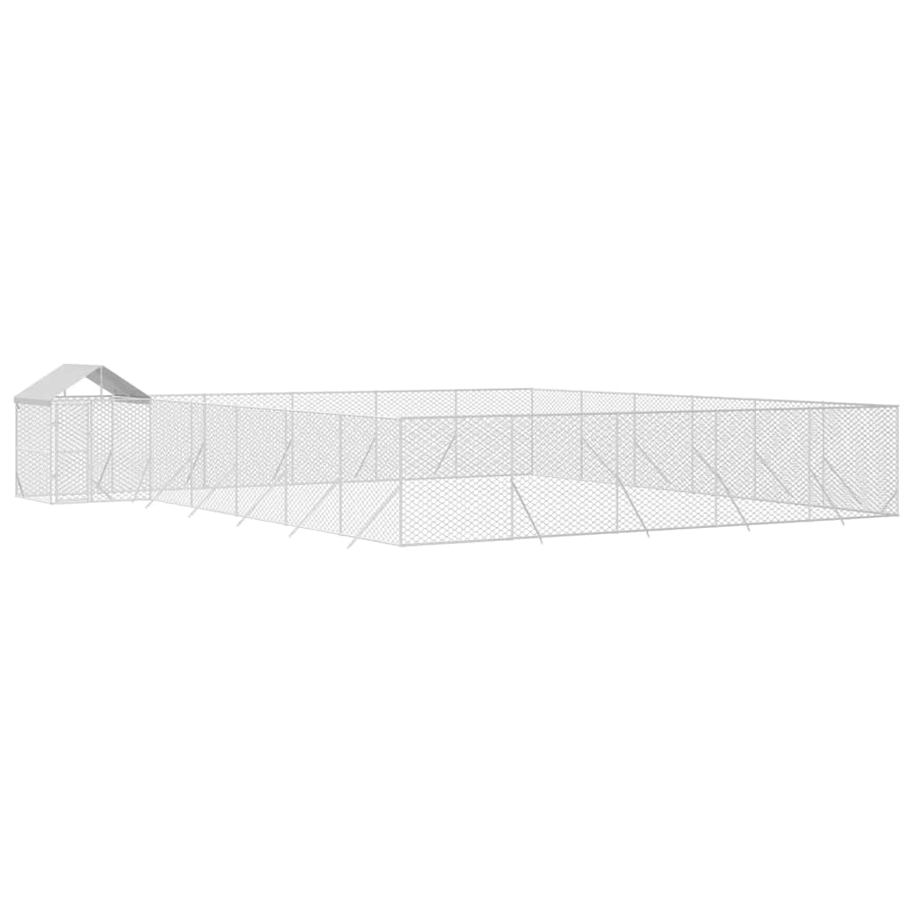 Canil de exterior com teto 12x12x2,5 m aço galvanizado prateado