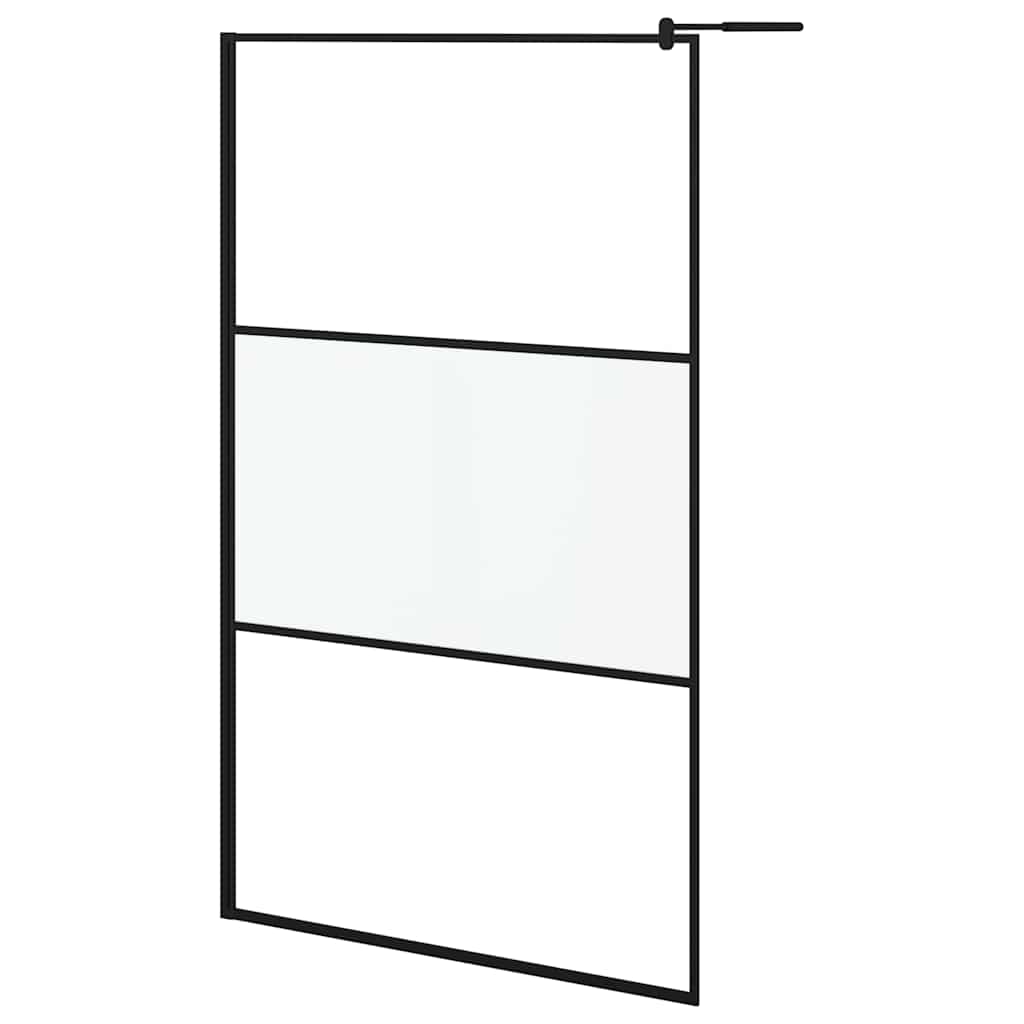 Divisória de chuveiro 115x195 cm vidro semiopaco esg preto